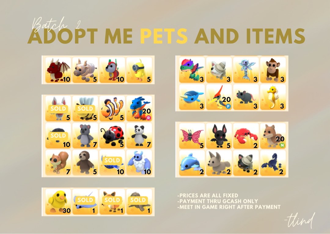 Adopt Me Pets and Items for Sale!, Video Gaming, Gaming Accessories, In