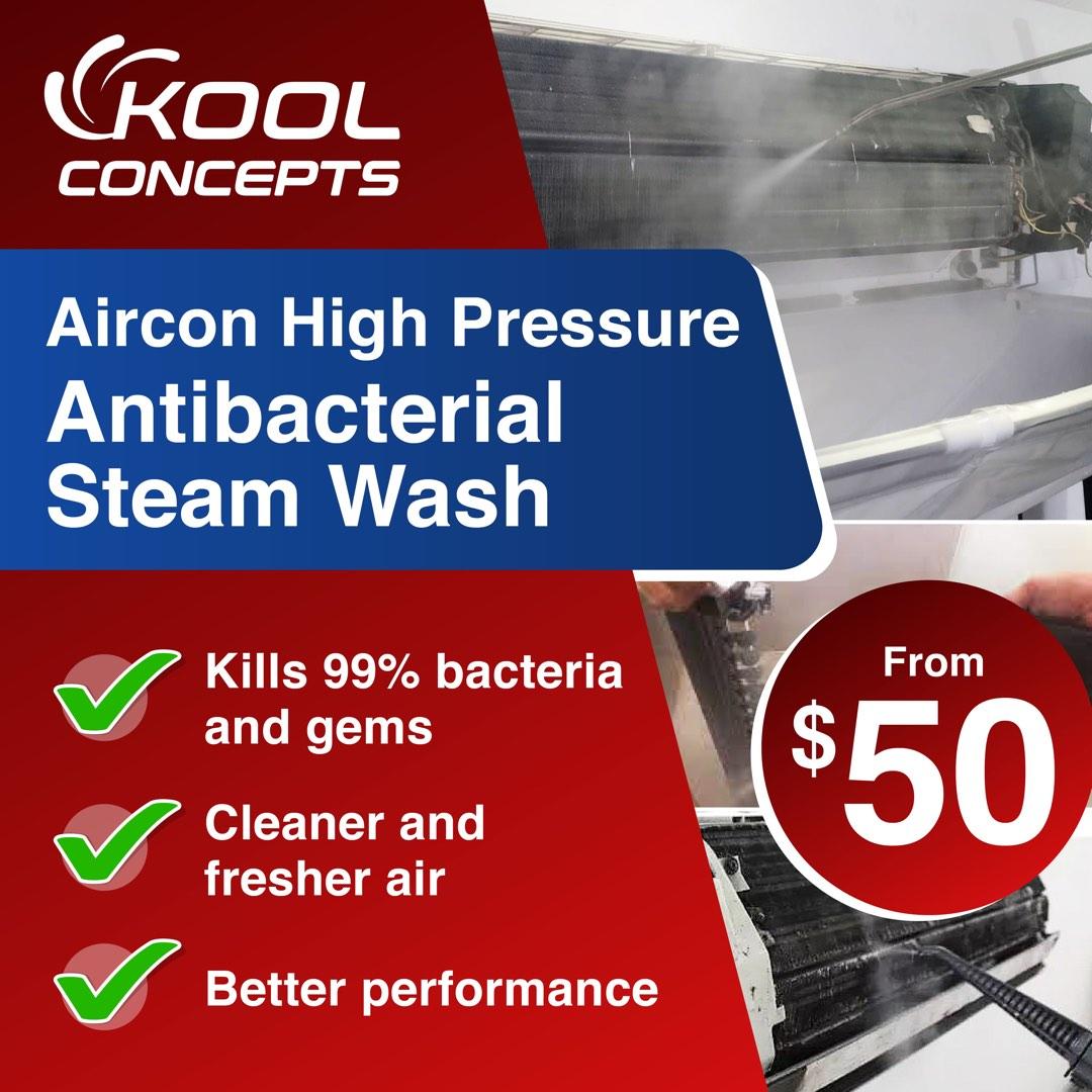 Aircon Steam Wash / High Pressure Antibacteria Wash / Aircon Servicing, Home Services, Aircon