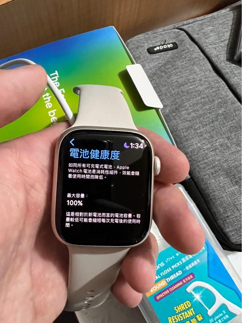 Apple watch series 7 GPS 45mm 星光色, 手提電話, 智能穿戴裝置及智能