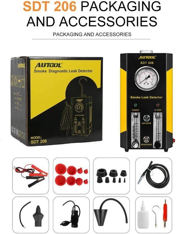AUTOOL SDT206 Automotive EVAP Leaks Testing Machine, 12V Vehicle Pipes Fuel Leakage Detector