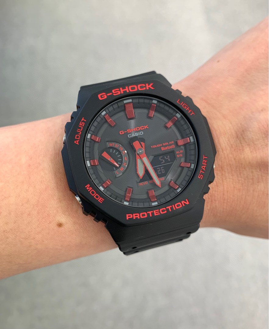 Casio G-shock GA-B2100BNR-1A 農家橡樹黑紅太陽能Solar八角形藍芽款