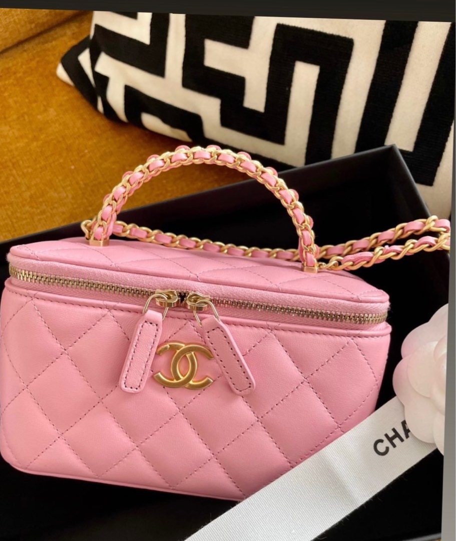 Chanel 22k Vanity Bag with handle in GHW lambskin, Luxury, Bags ...