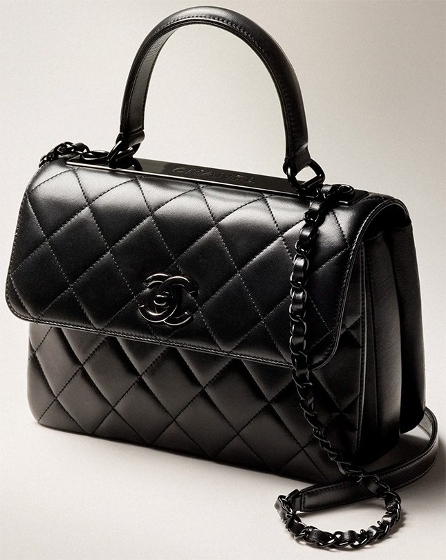 Chanel Trendy CC Flap Bag Top Handle Dark Grey — Blaise Ruby Loves