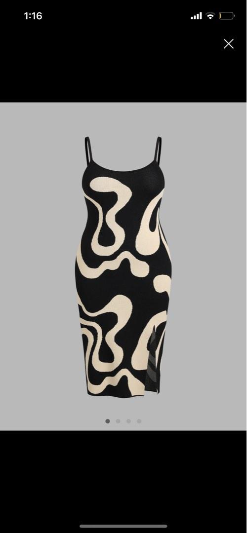 [CIDER] Plus Size U Neckline Split Knitted Midi Dress (0XL), Women's