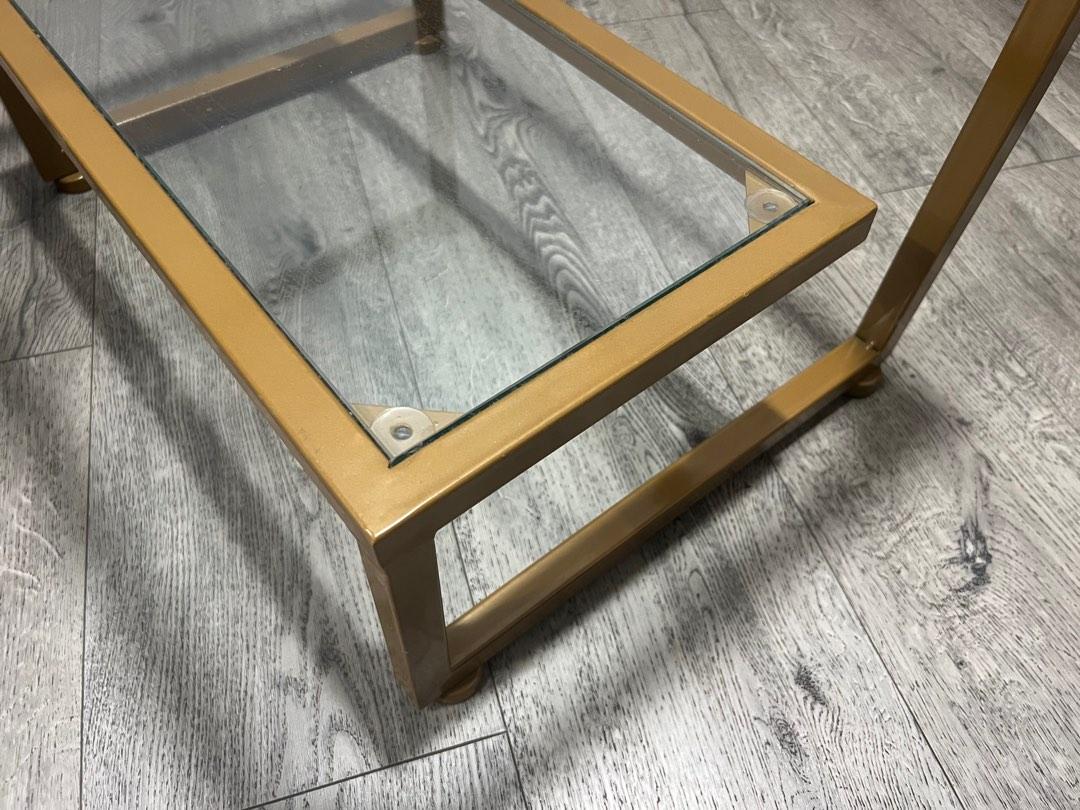 Classy Gold & Glass 2-tier table, Furniture & Home Living, Furniture ...