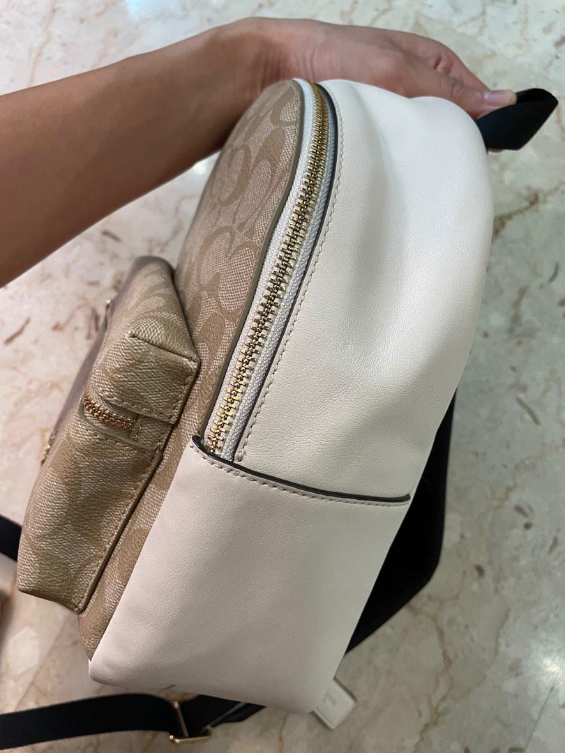 Coach Saffiano Leather Mini Backpack White Cream Logo Branded