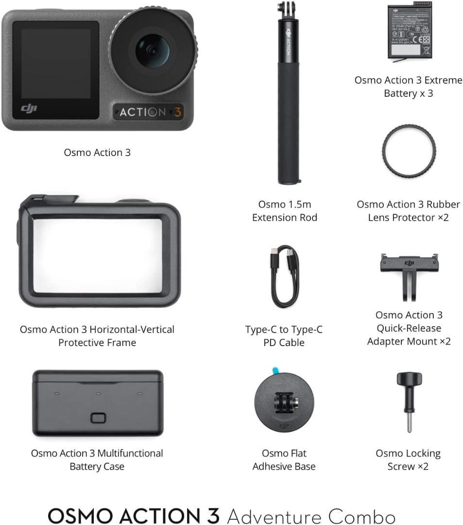 DJI OSMO ACTION 3 ADVANTURE COMBO (Category: Video Cameras) located in Taguig. Submitted by urbangizbyinfomax (Listing ID 1193317164, Image 3). Description: PRODUCT DETAILS Overview DJI Osmo Action 3 is a tough, versatile, and ultra-reliable 4K action camera that was built to go along on any adventure. It features 4K/120fps and a 155° FOV to capture more, a quick-release vertical mount design for dynamic mounting, -20° C (-4° F) cold resistance, 