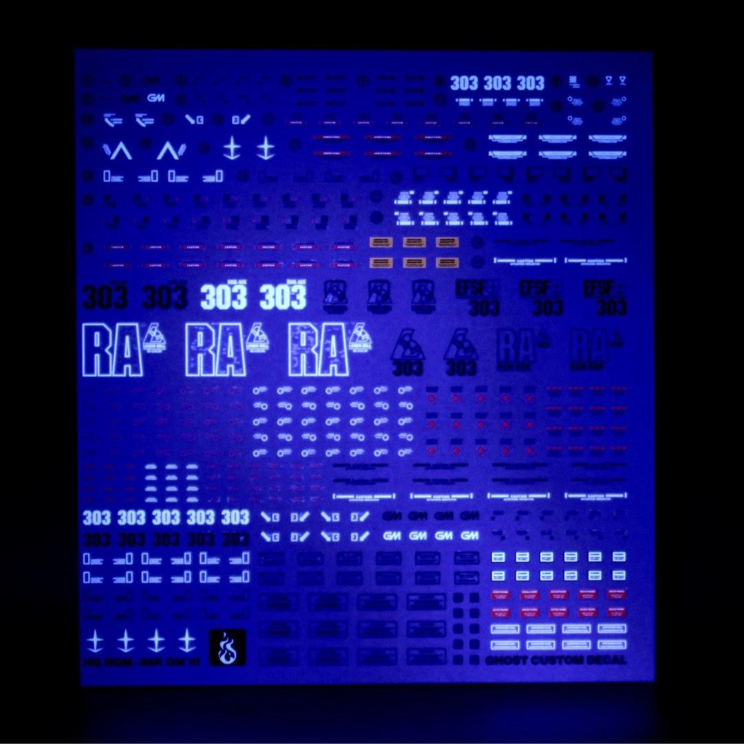 HGUC GM iii Gundam neon decal 吉姆3 高達螢光水貼, 興趣及遊戲, 玩具 & 遊戲類 - Carousell