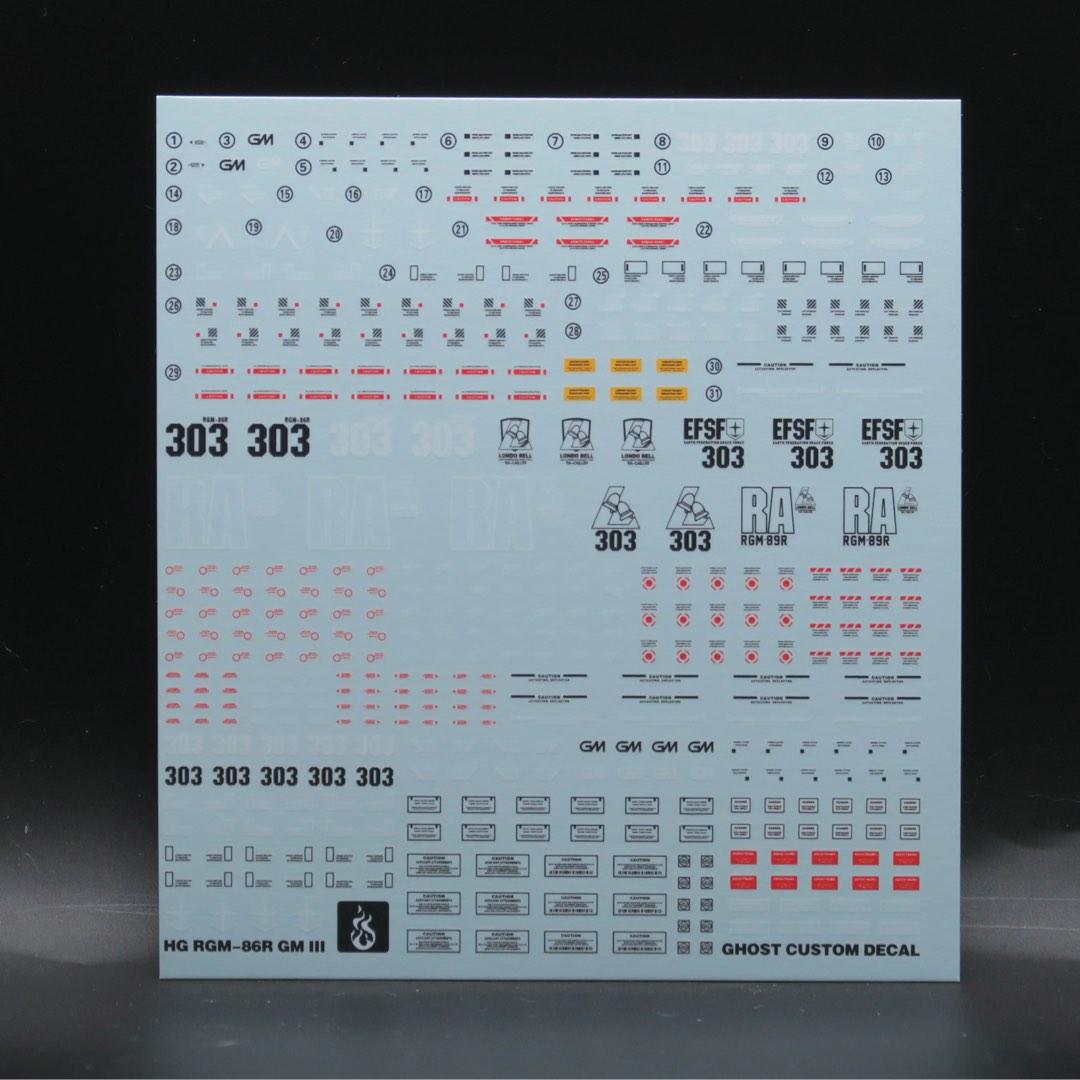 HGUC GM iii Gundam neon decal 吉姆3 高達螢光水貼, 興趣及遊戲, 玩具 & 遊戲類 - Carousell