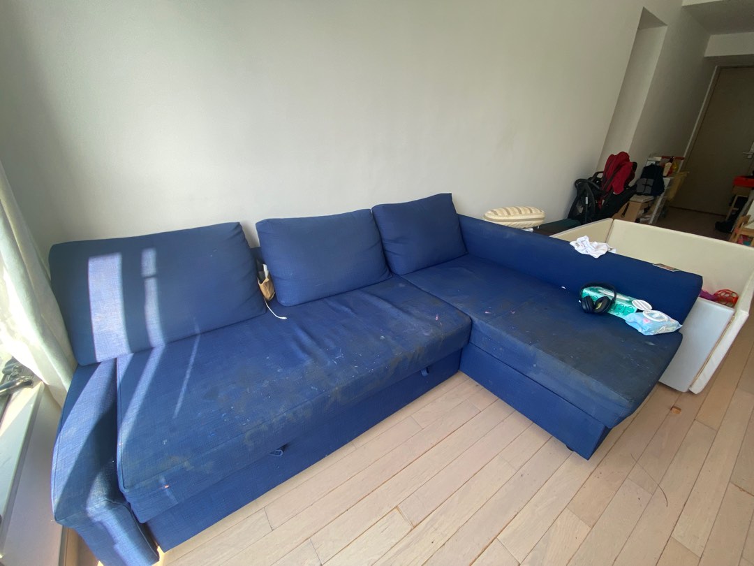 Ikea corner sofa bed + grey brand new cover, 傢俬＆家居, 傢俬, 梳化 Carousell