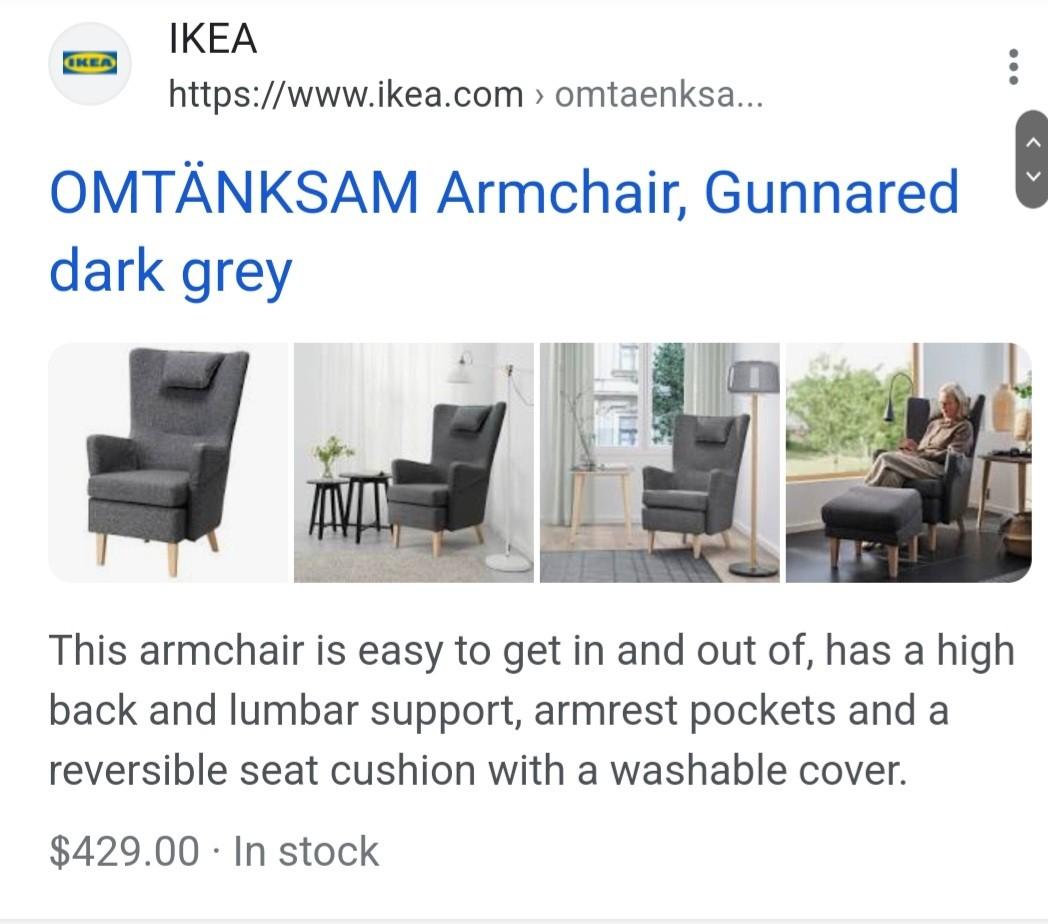Ikea Omtanksam Armchair, Furniture & Home Living, Furniture, Chairs on