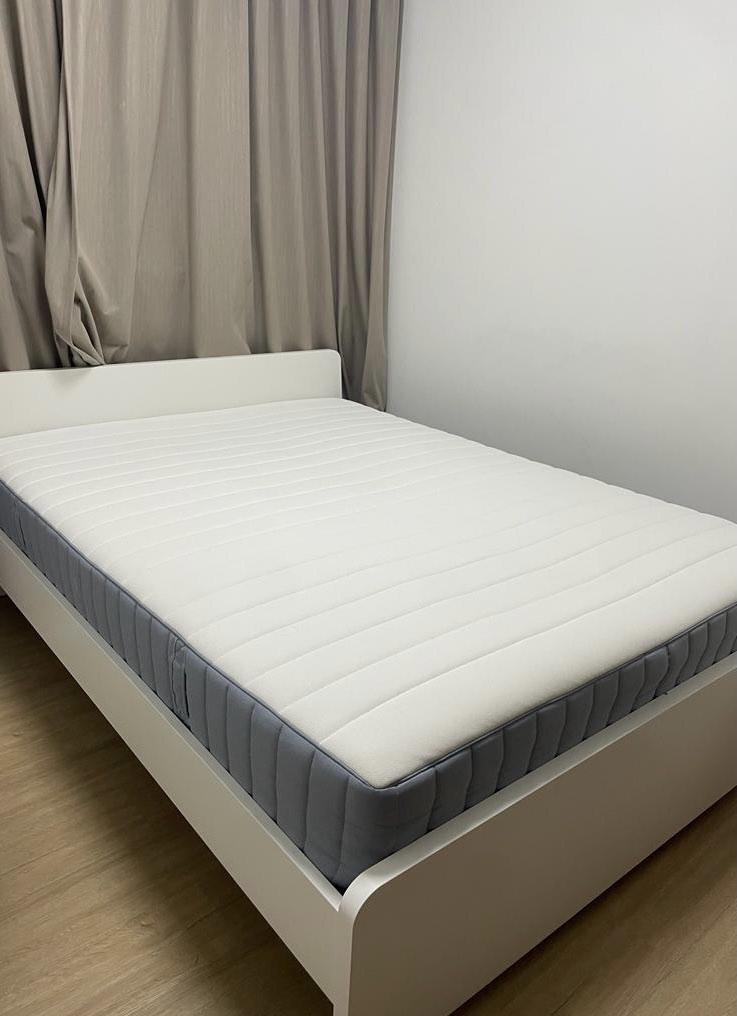 IKEA queen bed frame with Mattress and 2 storages with wheel, Furniture