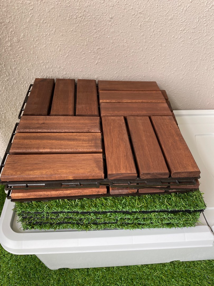 Ikea Runnen Brown and Grass Decking Tiles, Furniture & Home Living