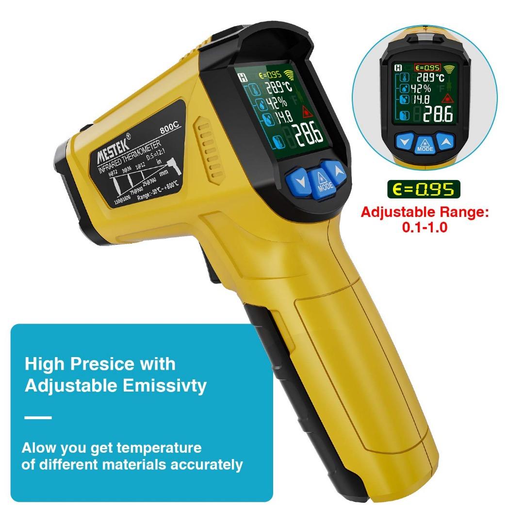 Infrared Thermometer Temperature Gun with K Probe MESTEK Laser Digital