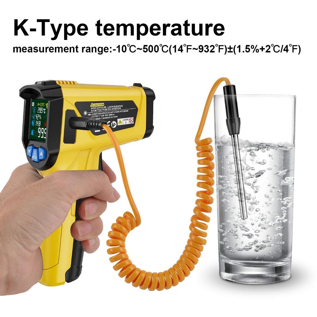 Infrared Thermometer Temperature Gun with K Probe MESTEK Laser Digital