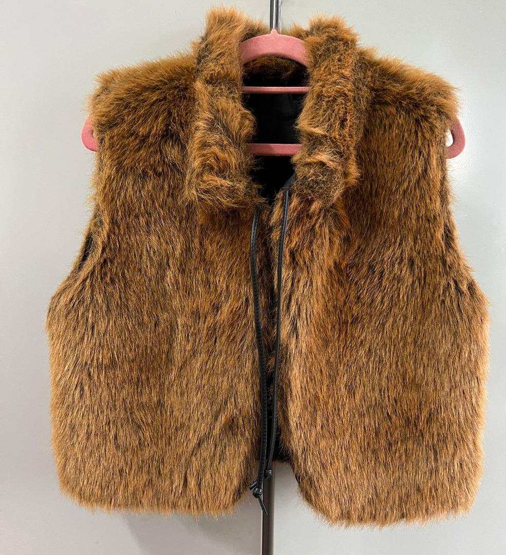 Italian Brown Faux Fur Vest Jacket Women s Fashion Coats