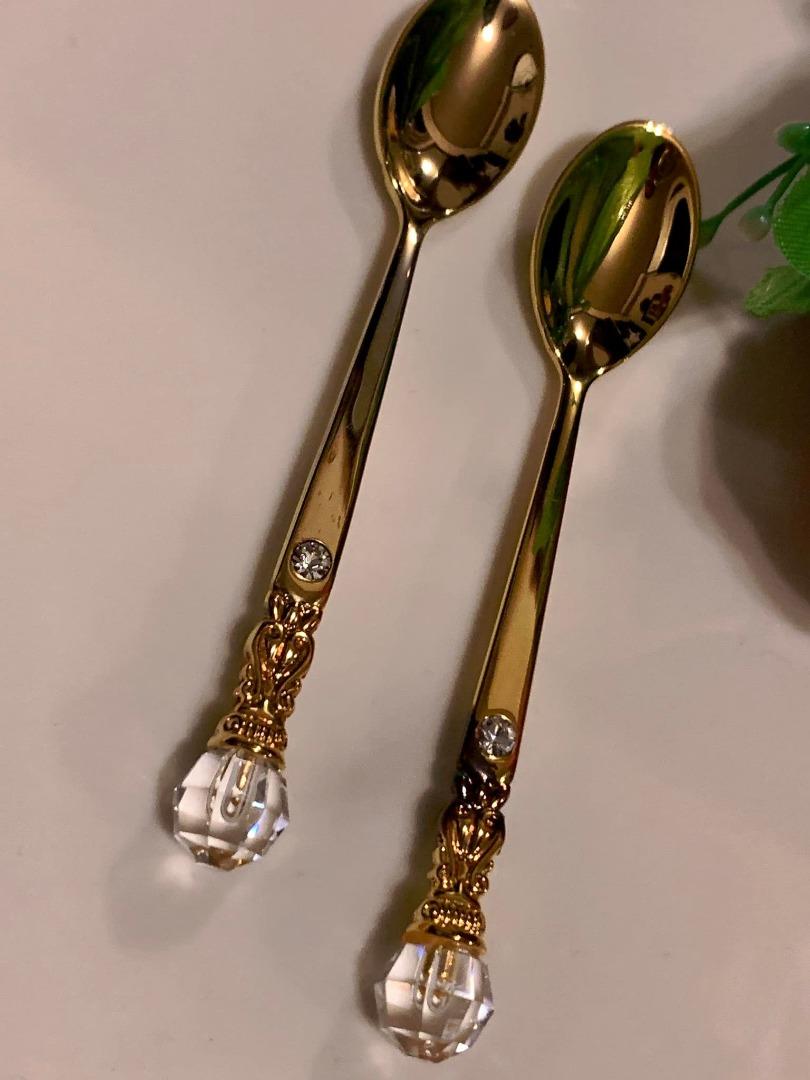KP Gold & Austrian Swarovski Crystal Teaspoon, Furniture & Home