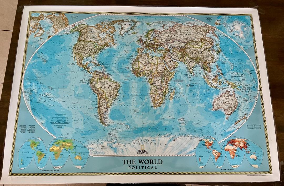 Laminated World Map (no frame), Furniture & Home Living, Home Decor ...