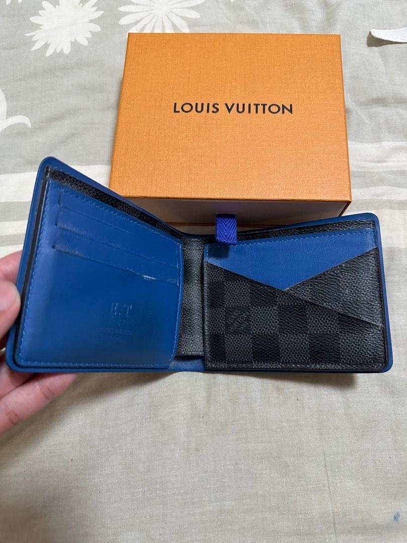 Louis Vuitton Men Multiple Wallet (blue leather trim), Luxury