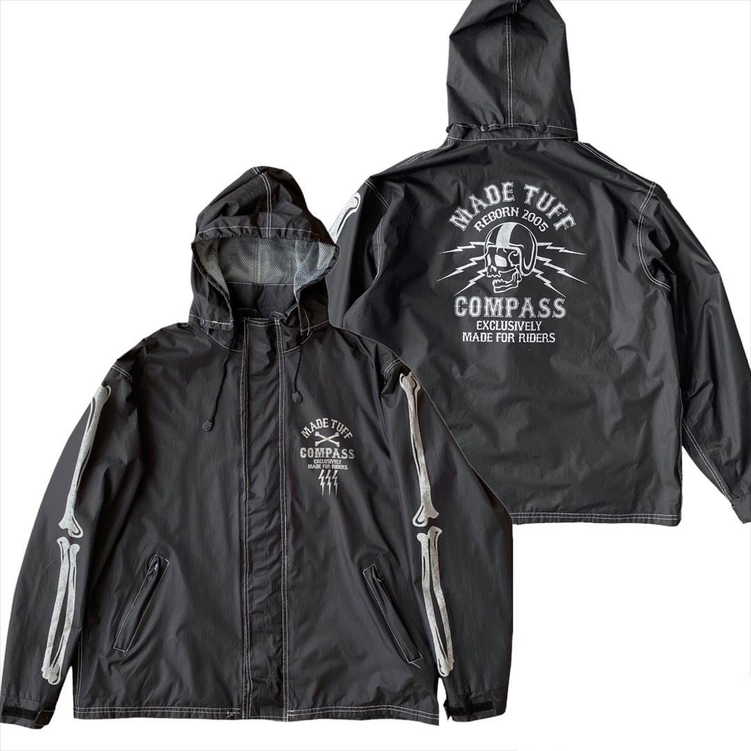 Made Tuff Compass Skeleton Biker Rain Gear Men s Fashion Coats