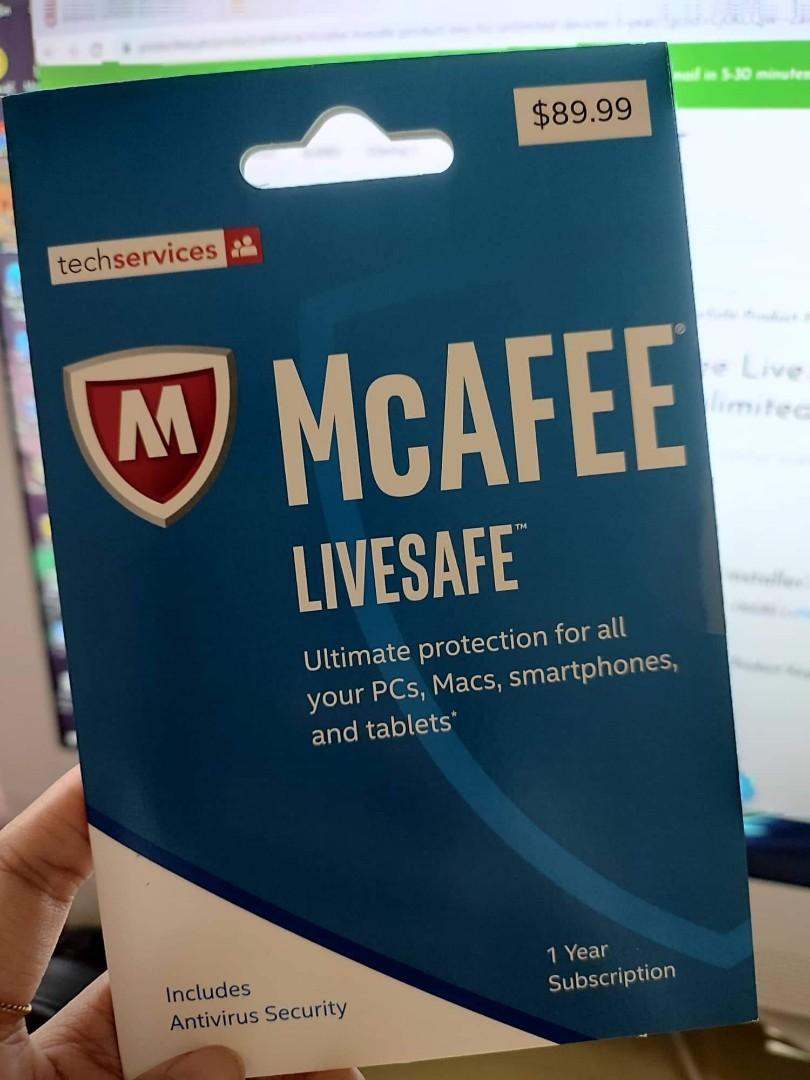 McAfee Livesafe Antivirus Security Unli Device (Category: Office & Business Technology) located in Kabankalan. Submitted by jayejaye29 (Listing ID 1193324440, Image 1). Description: ANTIVIRUS UNLIMITED DEVICE 1 YEAR SUBSCRIPTION.