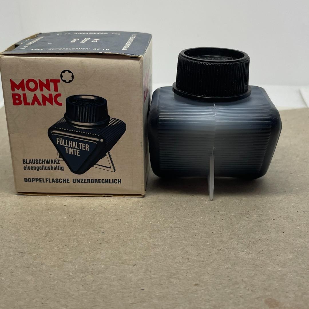 Montblanc Fountain Pen Ink Black Blue in old style triangle bottle New