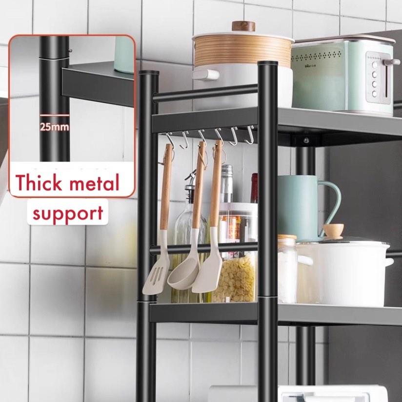 Multi-Tier Movable Kitchen Trolley Storage Rack Space-Saving in Black ...