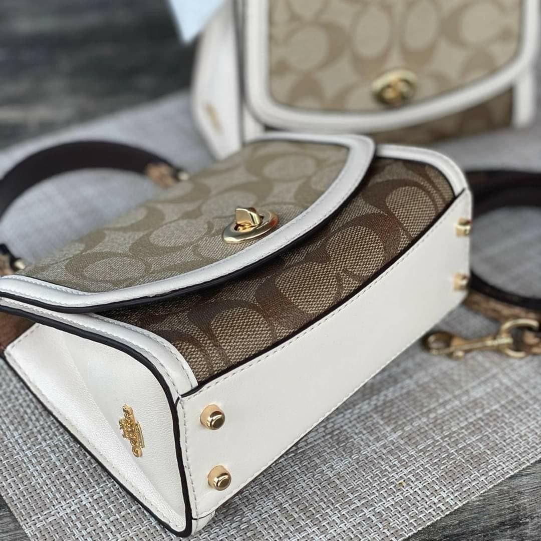 Coach micro tilly top handle in blocked signature outlet canvas