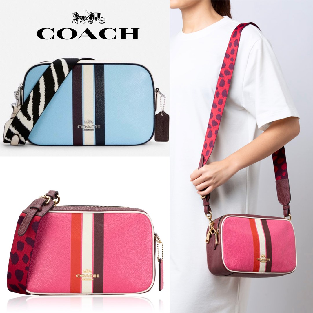 Coach Jes Crossbody Bag Style C4079 Colorblock With Stripe Pink