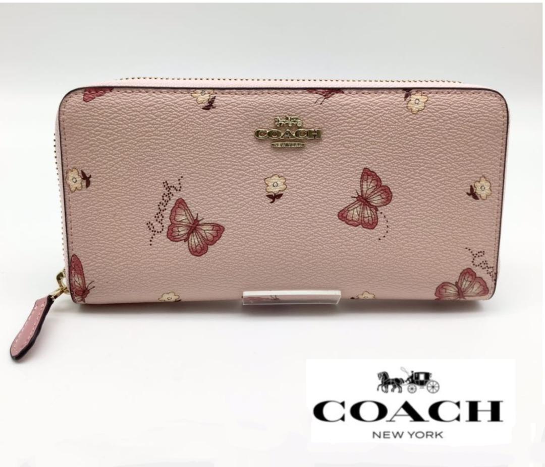 Coach accordion zip wallet with butterfly print deals