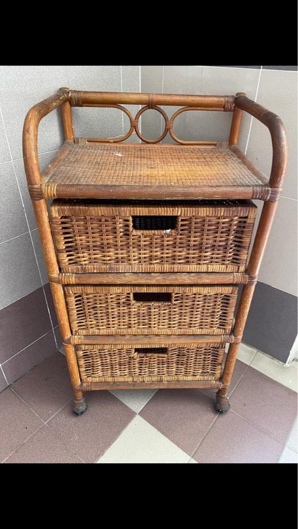 Rare vintage rattan with wheels, Everything Else on Carousell