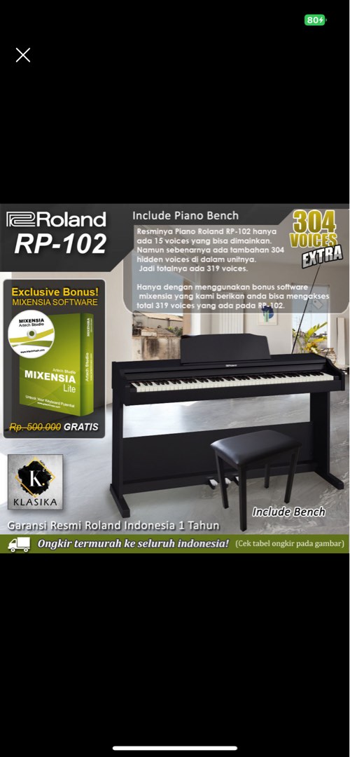 Roland RP102/ RP 102 bundle with bench Digital Piano, Musik & Media