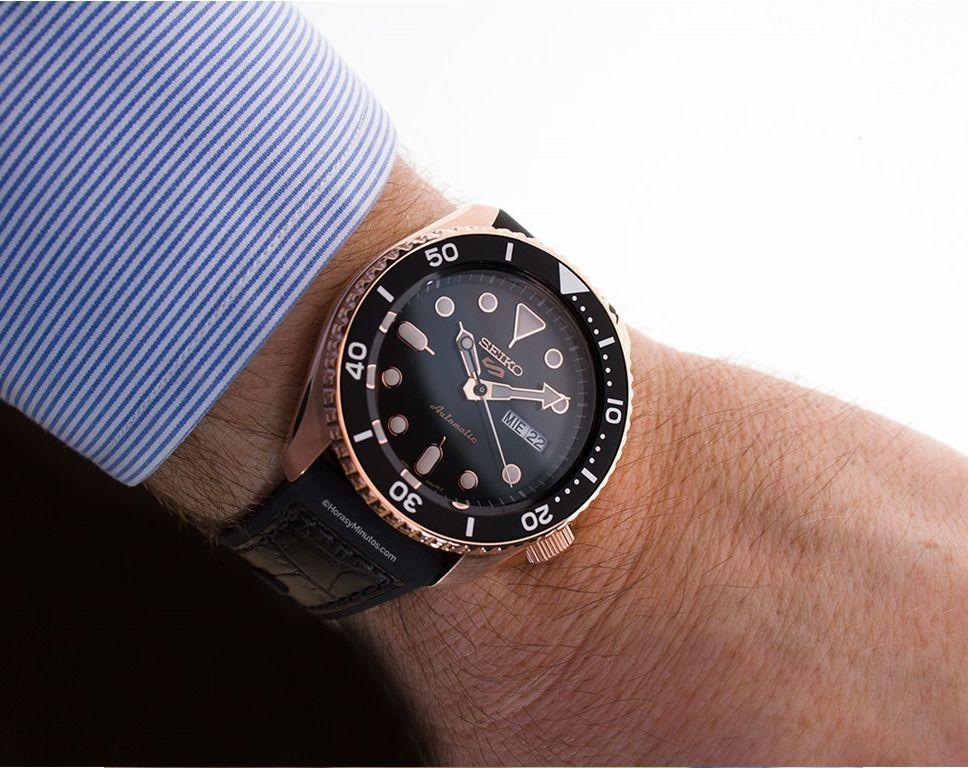 Seiko SRPD76K1 SRPD76K SRPD76 Superman Black Silicone Rose Gold