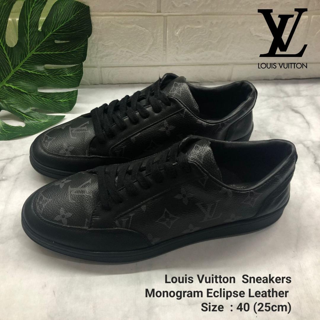 LOUIS VUITTON Monogram Eclipse Passenger Slip On Sneakers 5 Black 340344