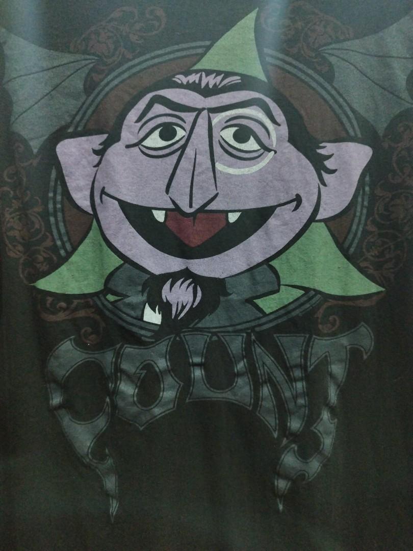 Sesame Street Count Dracula cartoon Tshirt Baju Original Authentic, Men