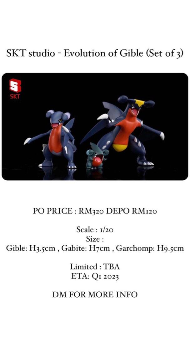 SKT studio Evolution of Gible (Set of 3) Pokemon GK Resin, Hobbies