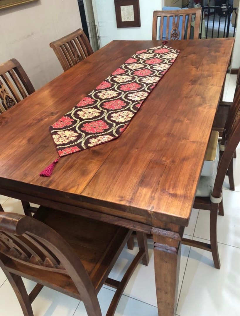 Solid Wood Dining Table with Chairs, Furniture & Home Living, Furniture ...