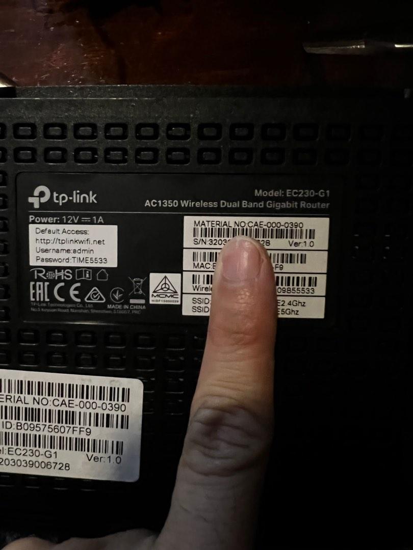 Tp-Link AC1350 TIME Router EC230-G1, Computers & Tech, Parts ...