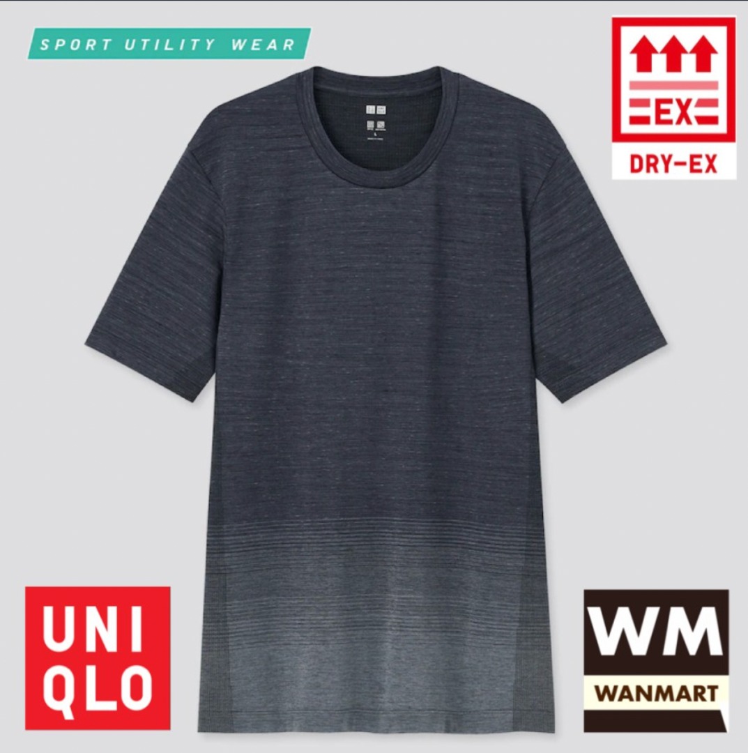 Uniqlo Dry-EX Tennis Shirt in Black / Grey, Men's Fashion, Tops