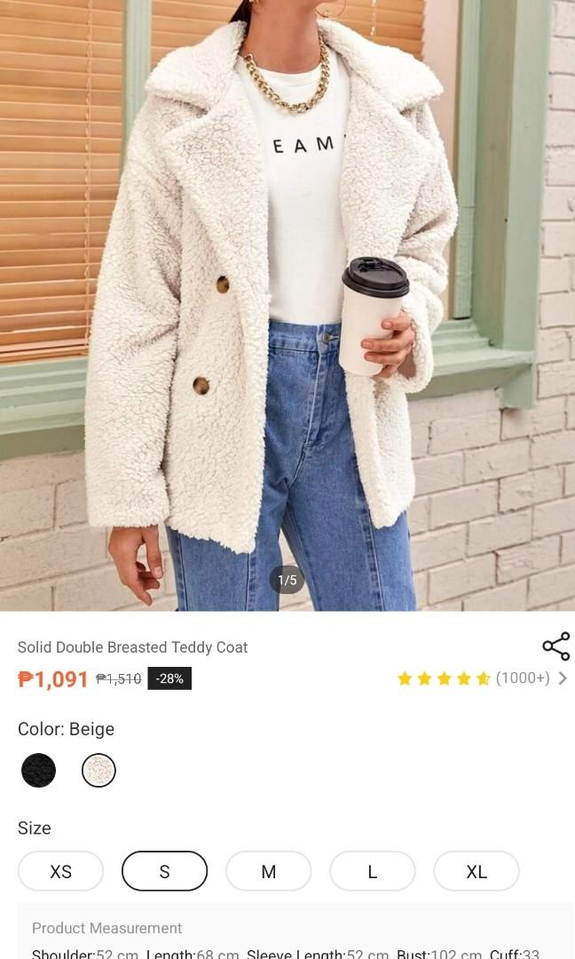 Used Once - Off White Teddy Jacket, Women's Fashion, Coats, Jackets and ...