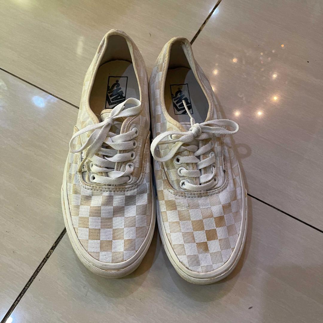Off white gold checkered vans hot sale