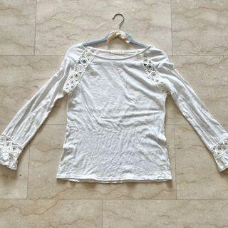 White Embroidery Long Sleeve Top