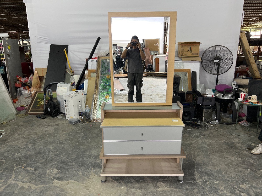 Wooden Dressing Table Light Brown Colour / Meja Solek Kayu Warna Coklat Muda, Furniture & Home