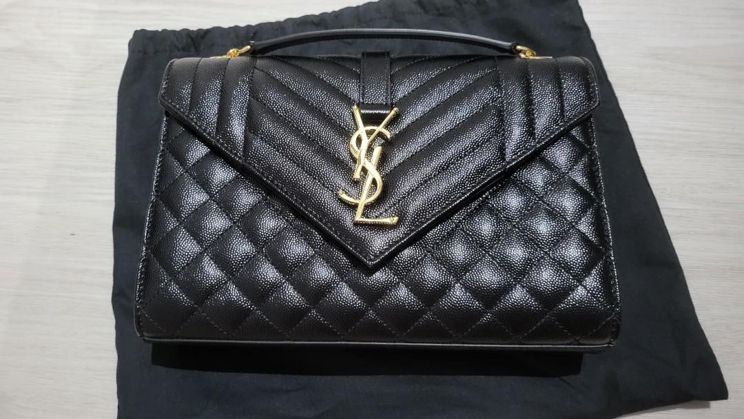 Yves Saint Laurent, Bags, Saint Laurent Ysl Monogram Medium Chain Shoulder  Bag Black Leather