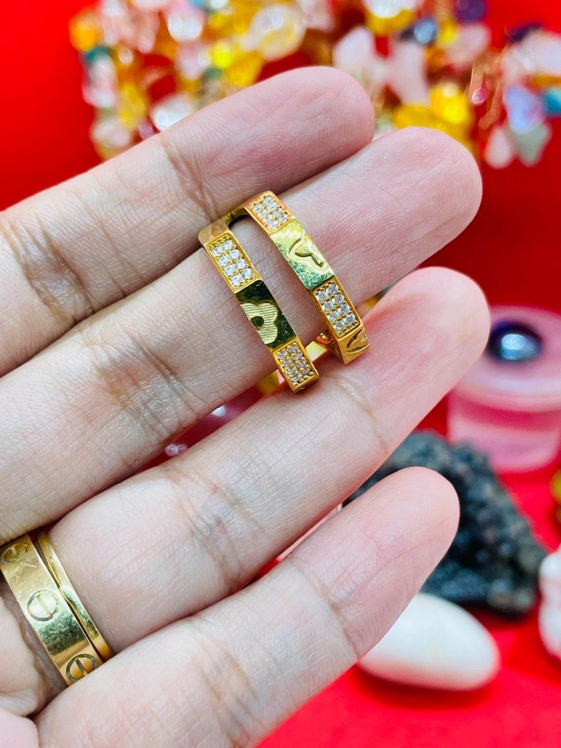 18K Gold Doubled Ring w Stones R30 Women s Fashion Jewelry