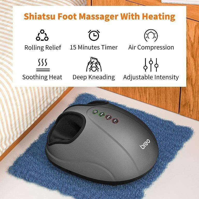 3612) Breo Foot Massager with Heat, Deep Kneading Rolling Therapy