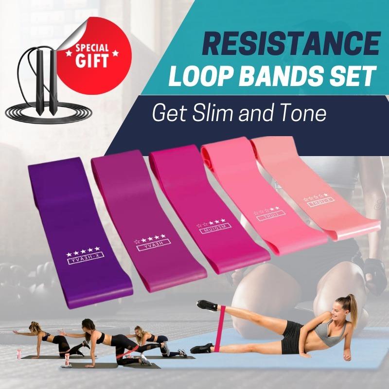 🇸🇬 [Ready Stock] 5pcs yoga/pilates elastic resistance loop band set,  Sports Equipment, Exercise & Fitness, Toning & Stretching Accessories on  Carousell