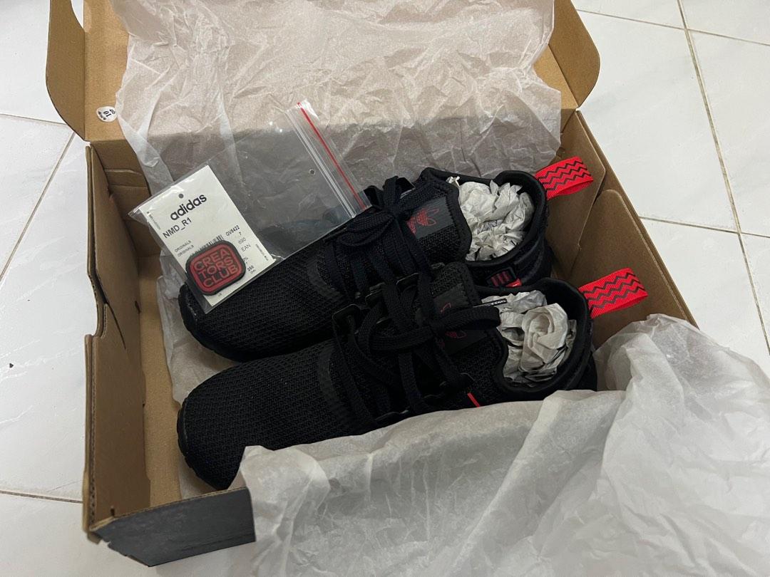 Adidas NMD R1 Black Red line GV8422 UK7, Men's Fashion, Footwear, Sneakers  on Carousell