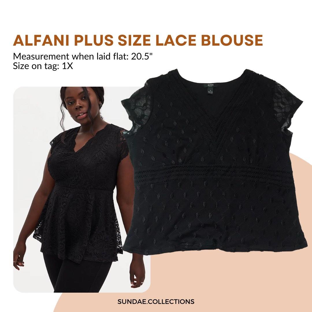 Alfani Plus Size Lace Shirt Blouse Top for Office or Formal events #11nov,  Women's Fashion, Tops, Blouses on Carousell