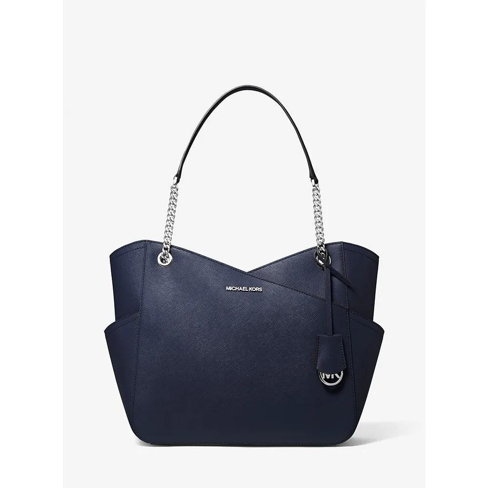 MICHAEL KORS JET SET TRAVEL CHAIN SHOULDER TOTE BAG IN NAVY, Luxury, Bags &  Wallets on Carousell
